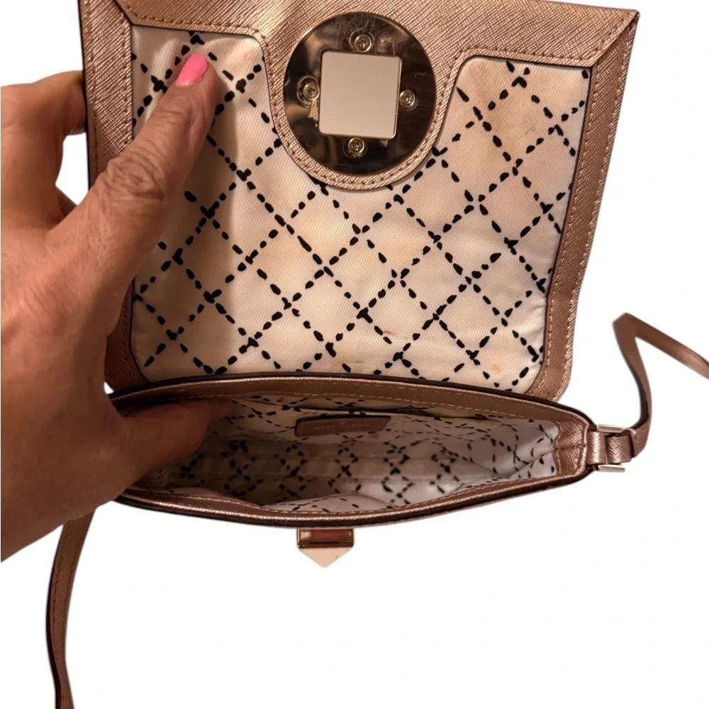 Elegant Kate Spade Newbury Land  Rose Gold Leather Cross Body Bag